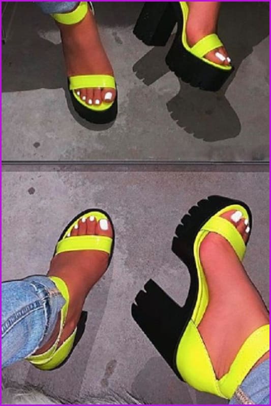 3 Colors Block High Heels Shoes F445 - Furdela