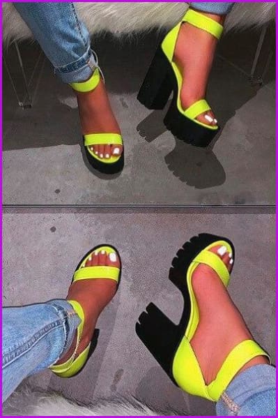 3 Colors Block High Heels Shoes F445 - Furdela