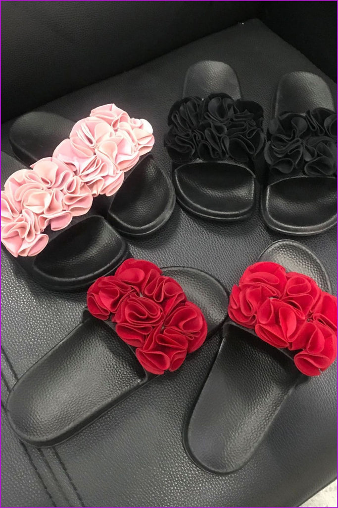 3 Colors Flower Slippers Sandles F151 - Furdela