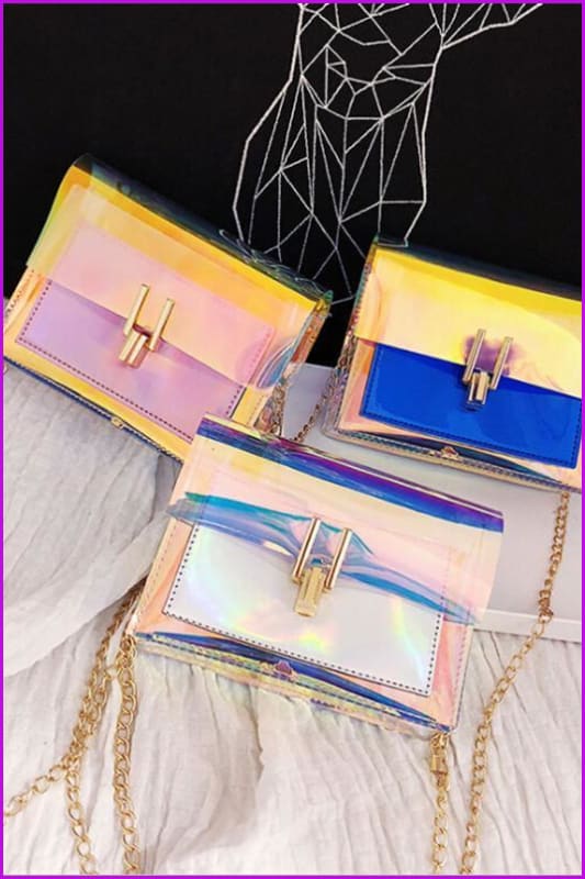 3 Colors Hologram Jelly Lady Cross Body Bag F079 - Furdela