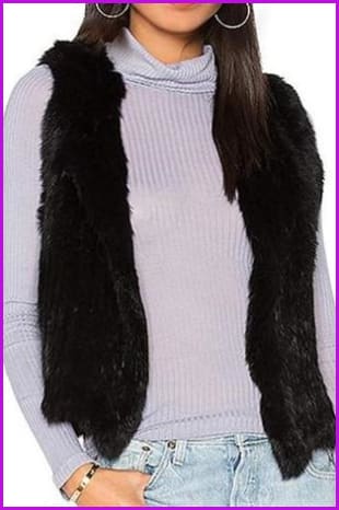 3 Colors Knitted Rabbit Fur Gilet DO1429 - Furdela