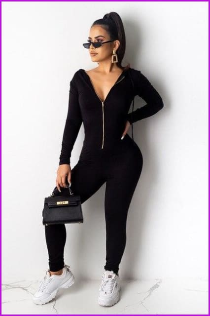 3 Colors Zip Hoodie Bodysuit - Furdela