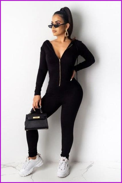 3 Colors Zip Hoodie Bodysuit - Furdela