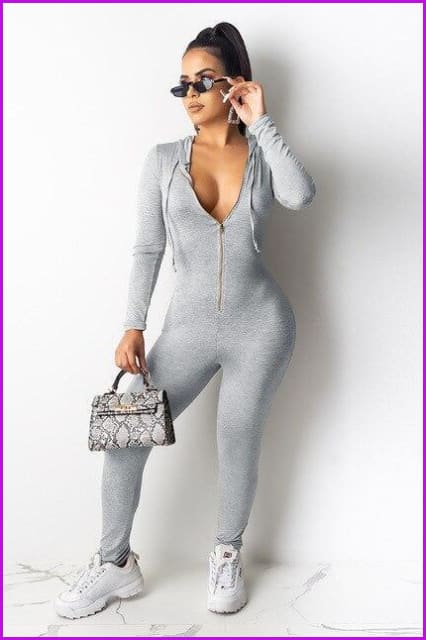 3 Colors Zip Hoodie Bodysuit - Furdela