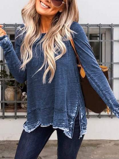 Plus Size Crew Neck Casual Long Sleeve Tops F4111