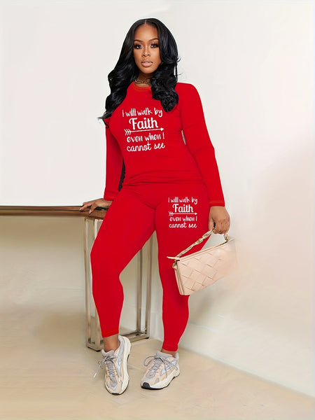 Letter Print Casual Two-piece Set TF8521 Furdela