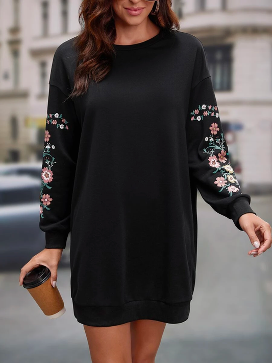 Boho Crew Neck Loose Floral Dress OY36