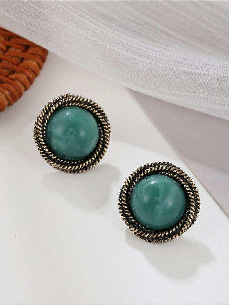 Vintage Turquoise Round Earrings Stud Ethnic Women's Jewelry cc21