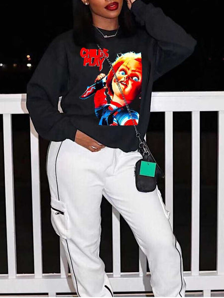 Plus Size Figure Letter Print Sweatshirt AR5032