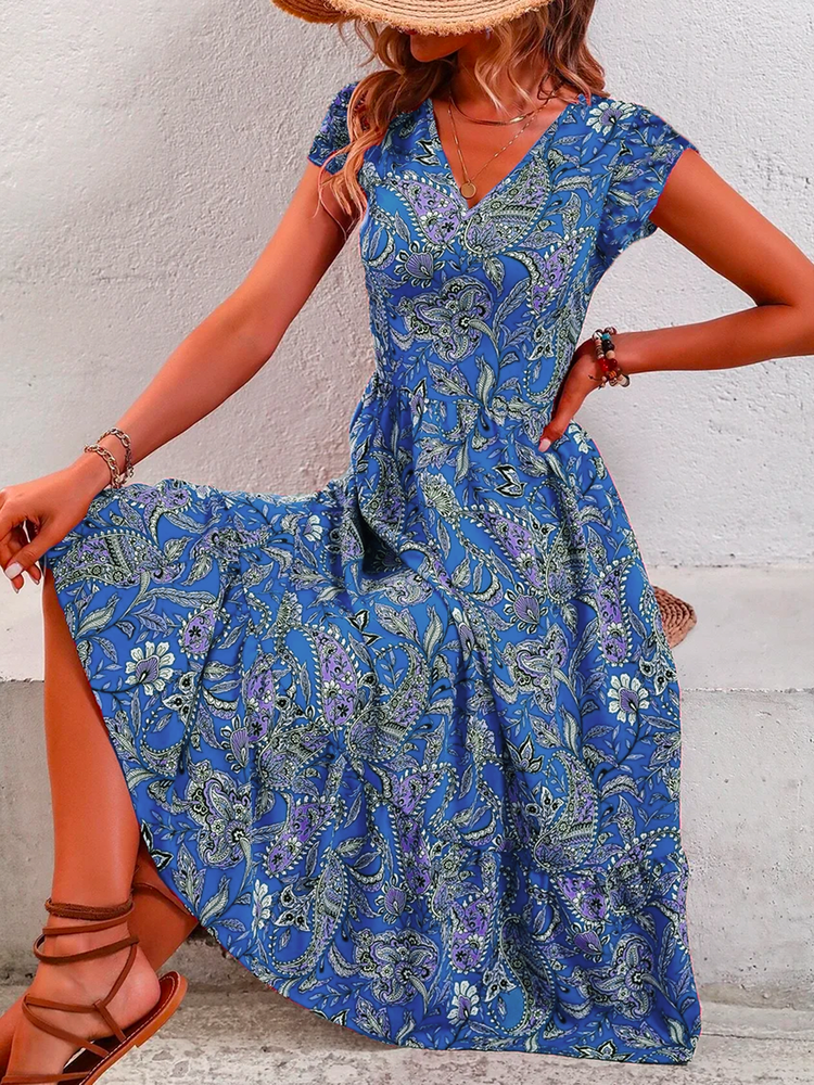 Vacation Paisley Printed Dress  WE101