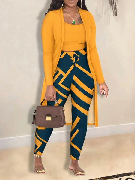 Cami Geometric Print Drawstring Three Piece Pants Set BO5084 Furdela