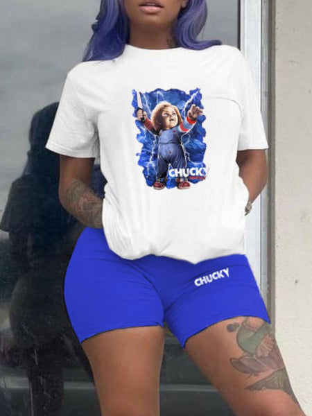 Drawstring Print Regular Two-piece Pants Set AT8053