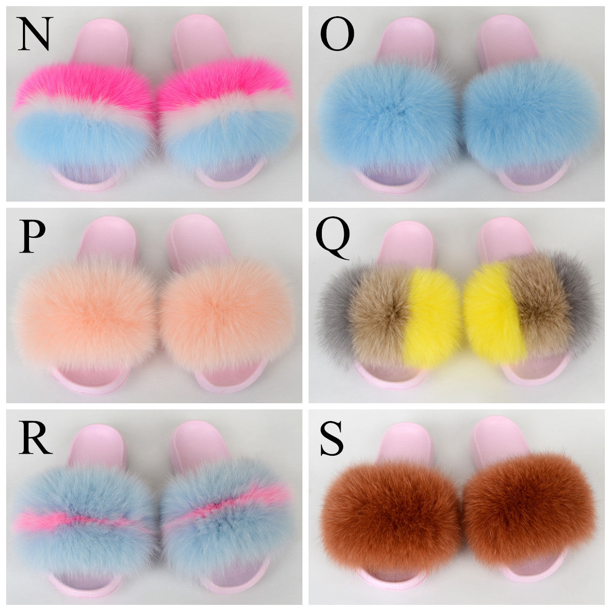 {5-7 days wait for make} Pink Sole Normal Fluffy Fur Slides F576 - Furdela