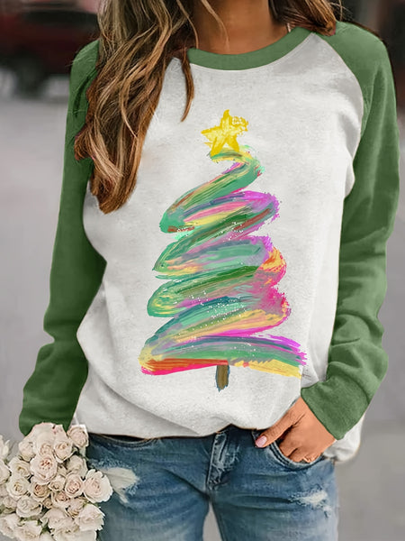 Christmas Tree Print Pullover Sweatshirt RK6301 Furdela