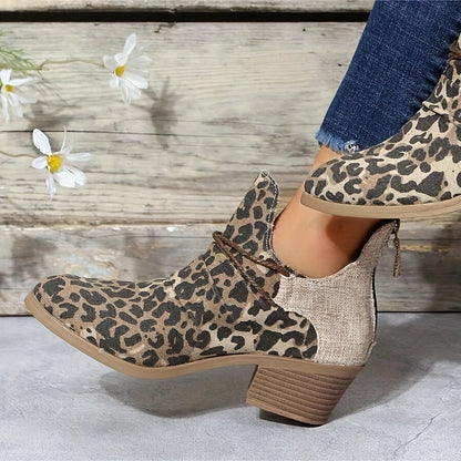 Women's Leopard Print Ankle Boots TJ8741 Furdela