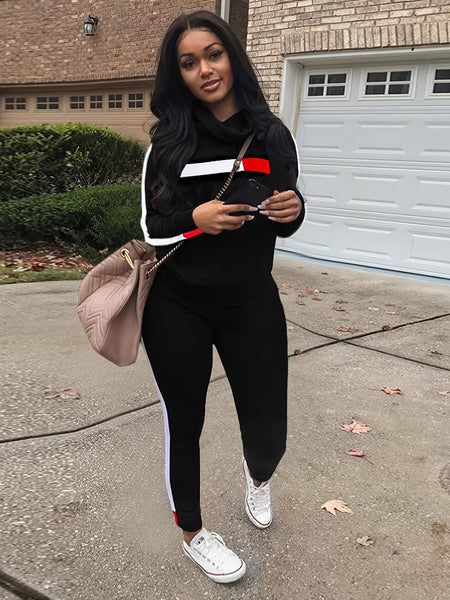 Striped Graphic 2 Piece Tracksuit Outfits LO7413 Furdela