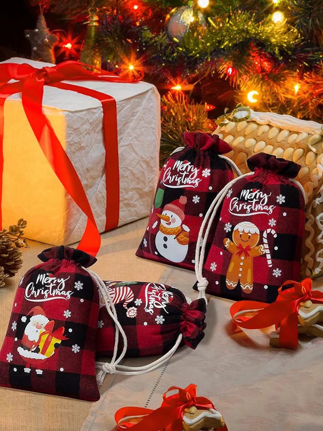 Christmas Canvas Bag Drawstring Storage Bag Candy Gift Bag PJ28 - Furdela