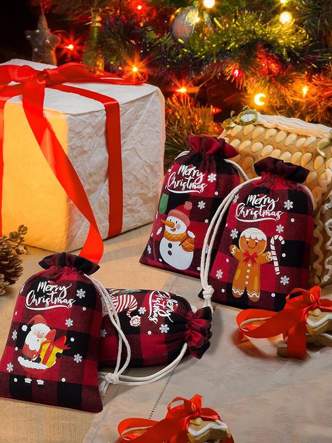 Christmas Canvas Bag Drawstring Storage Bag Candy Gift Bag PJ28 - Furdela