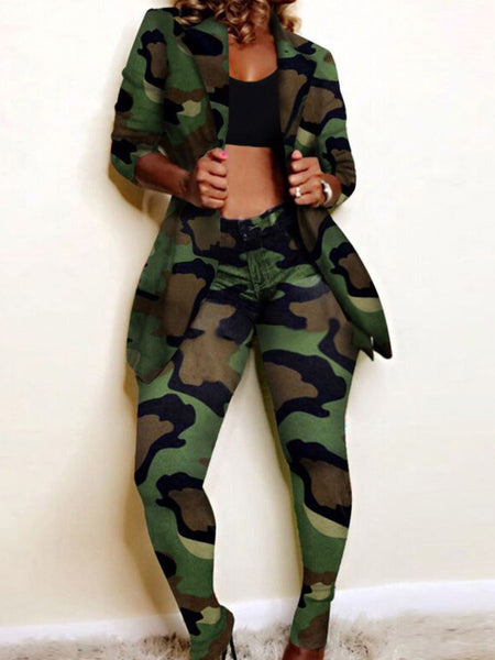 Camo Print Blazer Pants Set BO5086 Furdela
