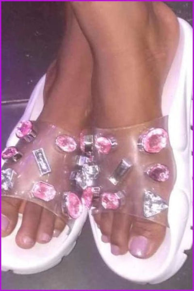 4 Colors Crystal Slippers Sandles F165 - Furdela Wholesale