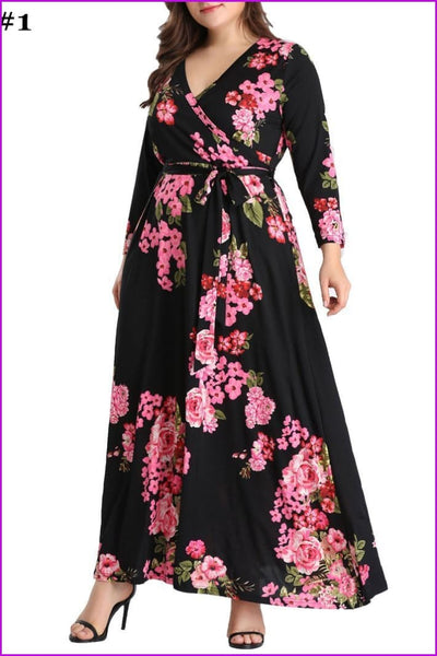 4 Colors Floral Printing Maxi Dress F114 - Furdela