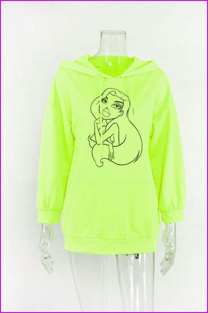 4 Colors Flow Girl Fluorescent Color Printing Hoodie F292 - Furdela