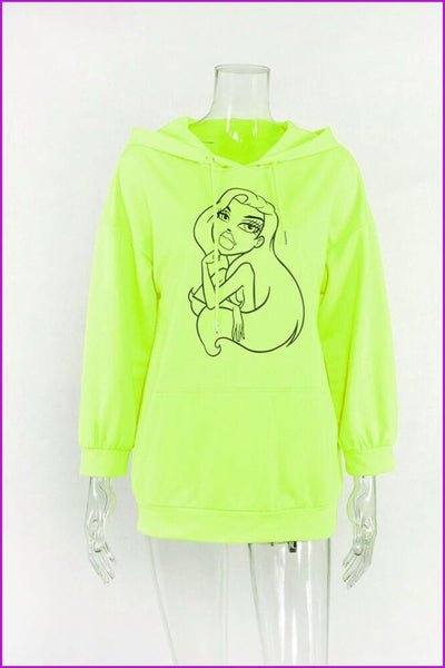 4 Colors Flow Girl Fluorescent Color Printing Hoodie F292 - Furdela