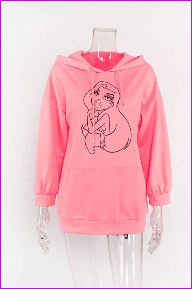 4 Colors Flow Girl Fluorescent Color Printing Hoodie F292 - Furdela