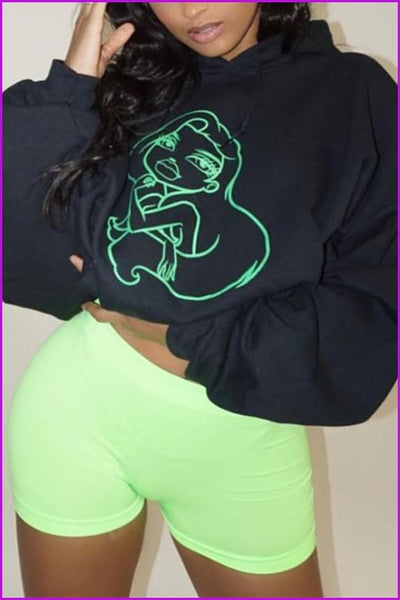 4 Colors Flow Girl Fluorescent Color Printing Hoodie F292 - Furdela