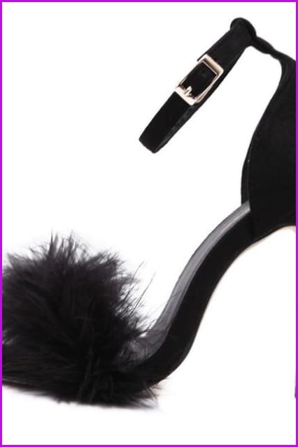 4 Colors Fluffy Fur Feather High Heels Sandals F107 - Furdela