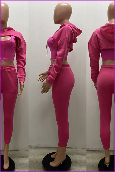 4 Colors Hoodie Three pieces Set tracksuit - Furdela