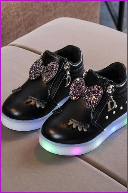 4 Colors Kids Princess Girls Led Sneakers Shoes F295 - Furdela