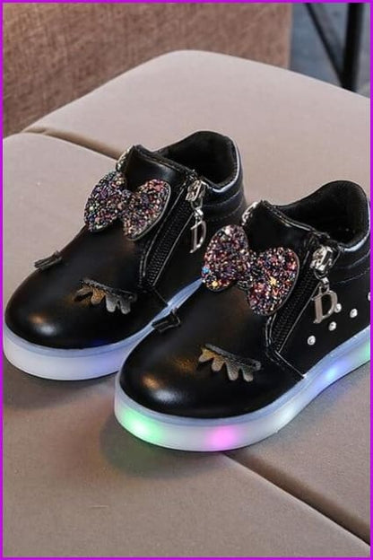 4 Colors Kids Princess Girls Led Sneakers Shoes F295 - Furdela