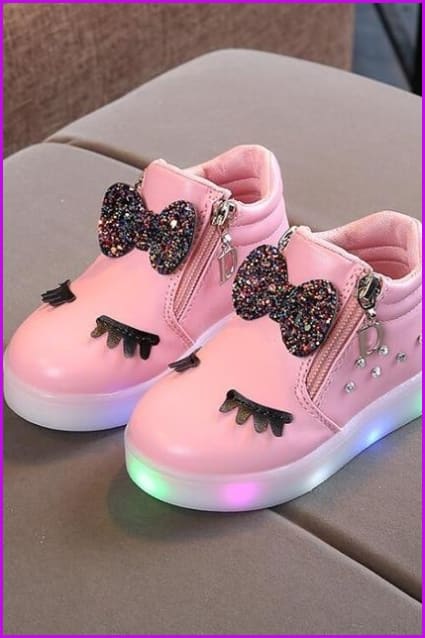 4 Colors Kids Princess Girls Led Sneakers Shoes F295 - Furdela