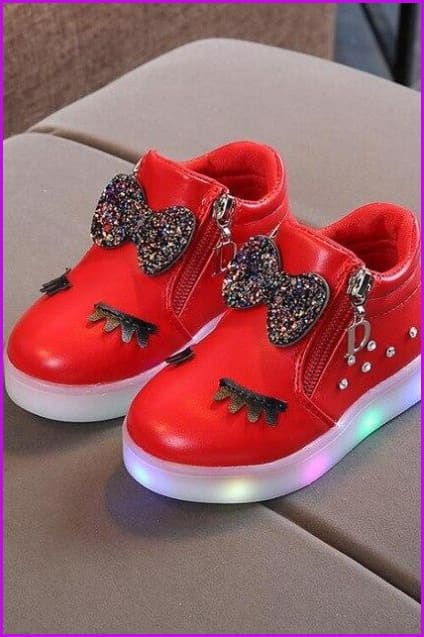 4 Colors Kids Princess Girls Led Sneakers Shoes F295 - Furdela
