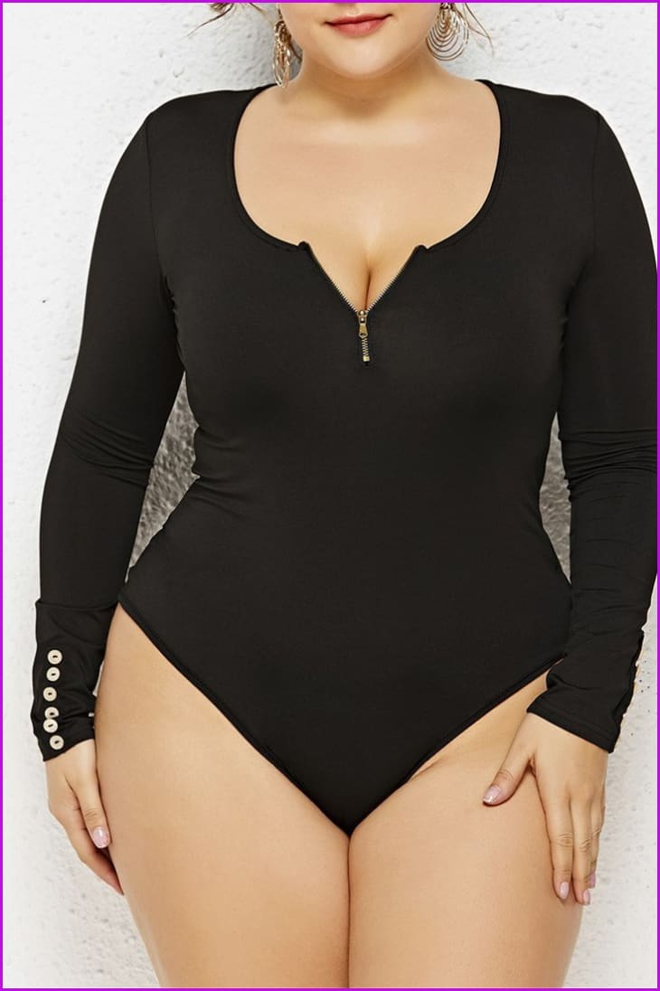 4 Colors Plus Size XL-6XL Onesies Zipper Top F238 - Furdela