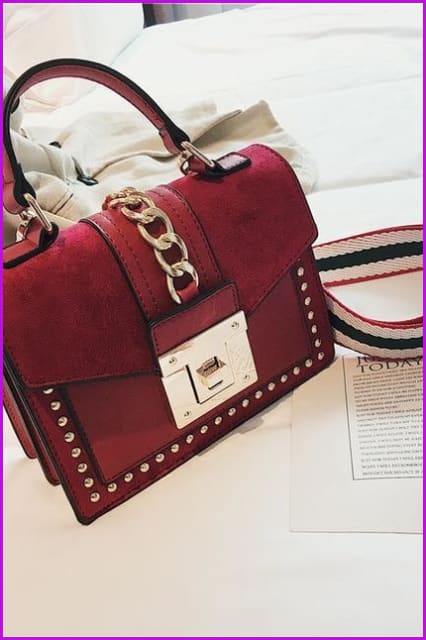 4 Colors Rivet Chain PU Lady Handbag/Cross Body Bag F105 - Furdela