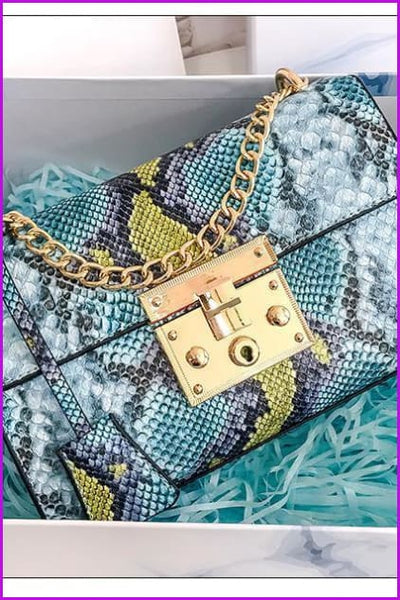 4 Colors Snake Skin Faux PU Leather Shoulder Bag F225 - Furdela