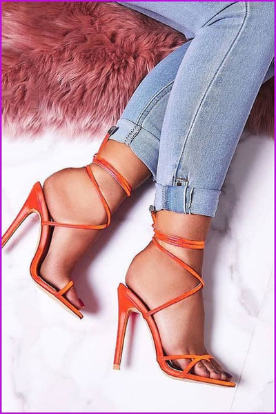 4 Colors Sweet Laced High Heel Sandals F159 - Furdela