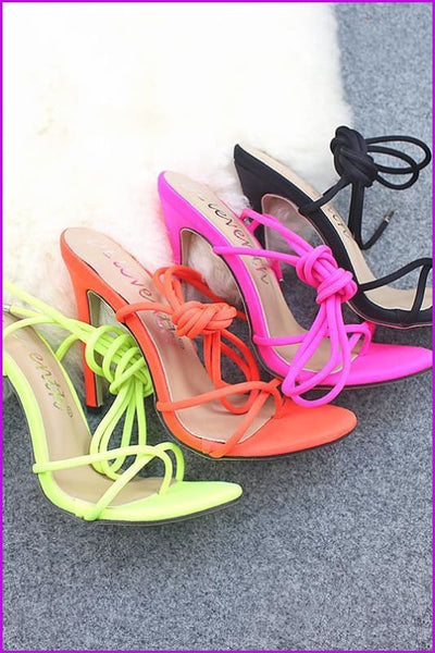 4 Colors Sweet Laced High Heel Sandals F159 - Furdela