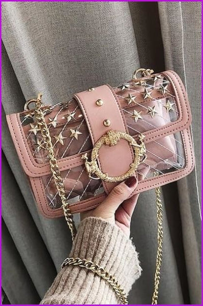 4 Colors Transparent Rivet Cross Body Bag F100 - Furdela