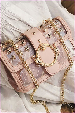 4 Colors Transparent Rivet Cross Body Bag F100 - Furdela