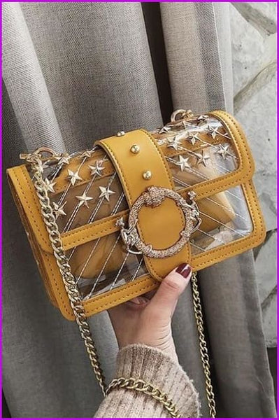 4 Colors Transparent Rivet Cross Body Bag F100 - Furdela