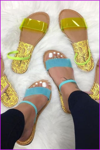 4 Colors Transparent Slippers Sandles F147 - Furdela