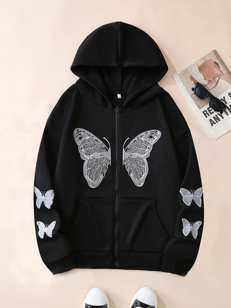 Y2K Long Sleeve Crew Neck Zip Up Hoodies Sweatshirts OD8741 Furdela