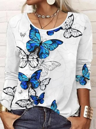 Casual Crew Neck Butterfly T-Shirt 2023 QAL57