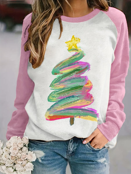 Christmas Tree Print Pullover Sweatshirt RK6301 Furdela