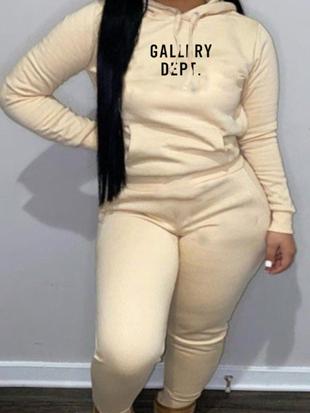 Letter Print Kangaroo Pocket Tracksuit Set AR50101