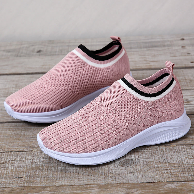 Women's Leisure Knit Sneakers, Breathable Solid Color Low Top Casual Shoes, Women's Daily Walking Shoes SE1018