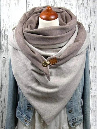 Warm and chic button contrast color scarf VT101